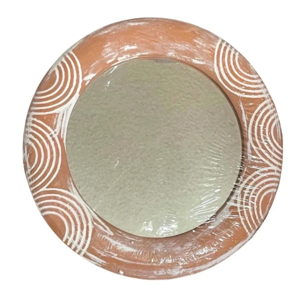 2 NWT Target Bullseye Rustic Boho Terra Cotta Decorative Mirrors 9” Rare